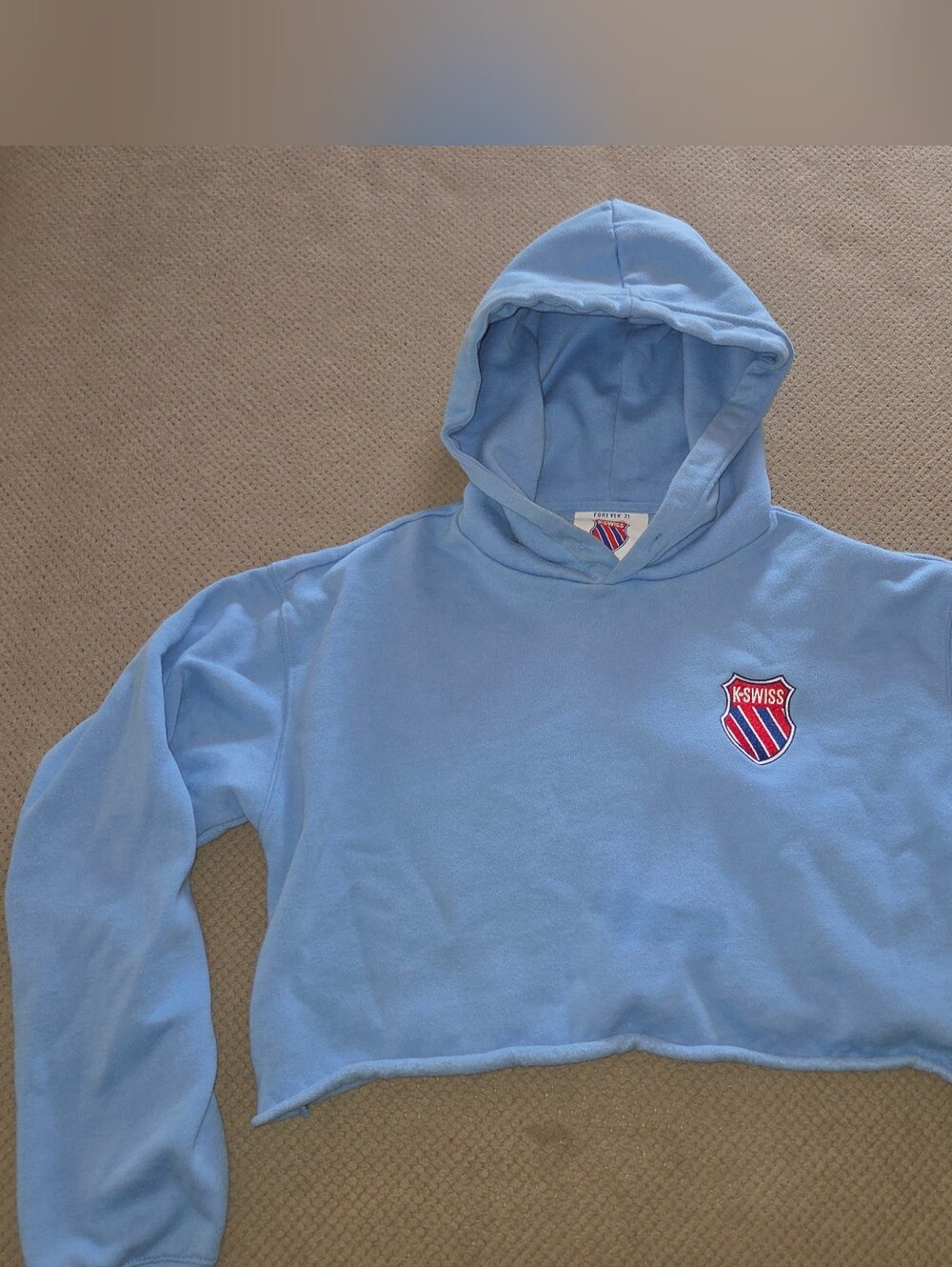 K-Swiss Hoodie Women's Small Axis Blue Cropped Pullover Sweatshirt preppy School